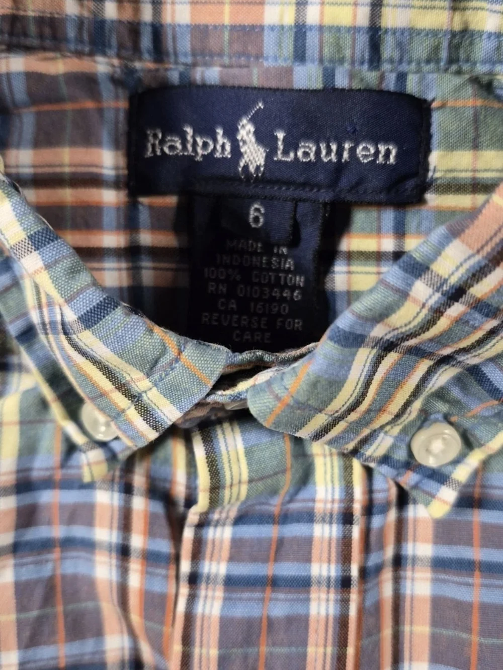Ralph Lauren Boys/Toddler Plaid Shirt Size 6 Short Sleeve Button Down Classic